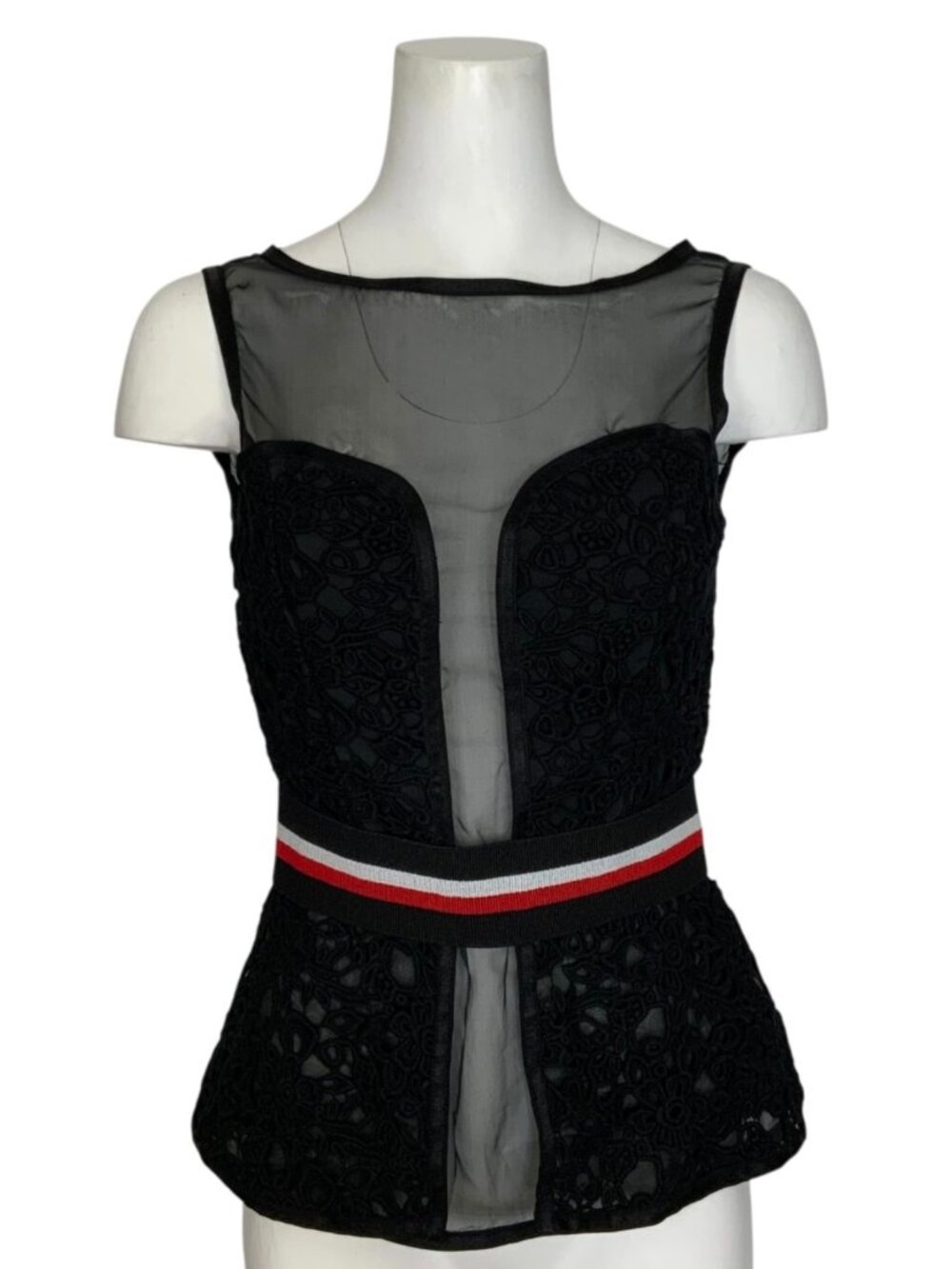 Mangano Sunsky Tank Top Blouse 42 US 6 Black Lace Sheer Summer